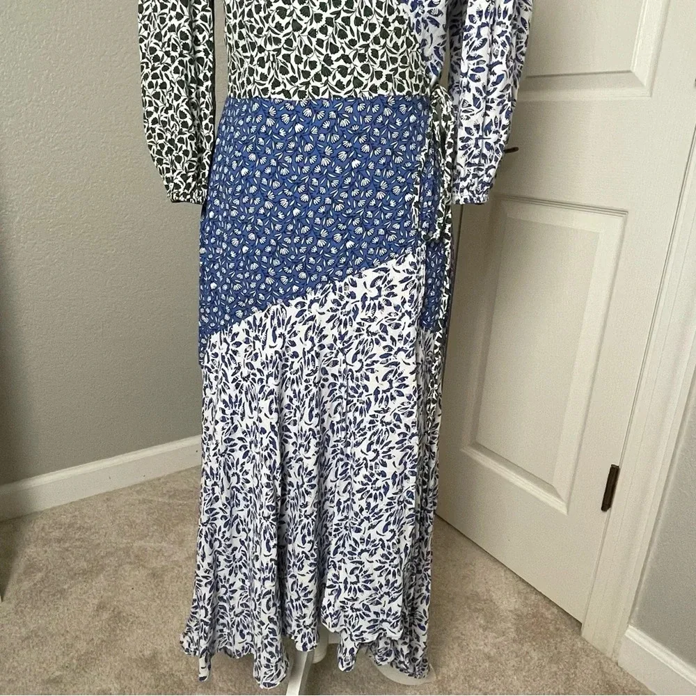 Ann Taylor Floral Wrap Flare Midi Dress Mixed Floral Print Sz 2 - Picture 9 of 13